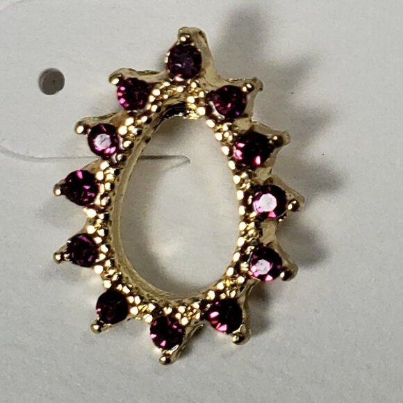 CROFT & BARROW, Women's Polished Gold-tone Hoop Pink Crystals Stud Earrings - Picture 4 of 8